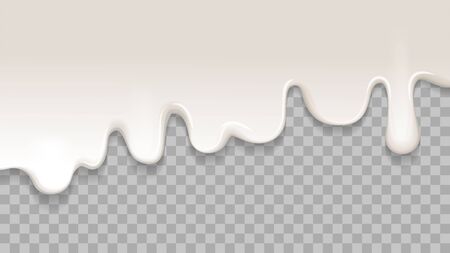 Isolated melt white liquid cream. yoghurt chocolate flow down. Wave splash of white liquid on transparent background. Vector illustration EPS 10のイラスト素材