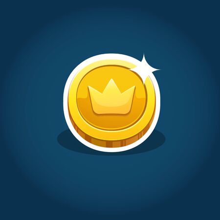 Icon coin for the game interface. Receiving the cartoon treasure. Vector illustration. EPS 10.のイラスト素材