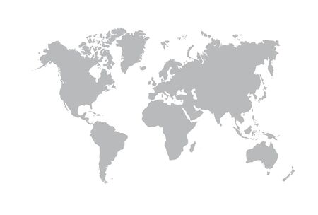 Image of a vector world map in white background. Australia, Asia, America, Europe. Africa.のイラスト素材