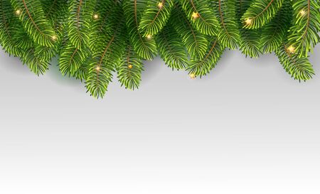 Detailed frame with fir. Christmas background. Vector illustration.のイラスト素材