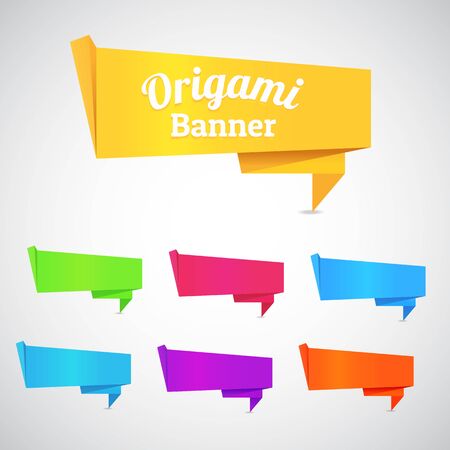 Abstract origami speech bubble banner vector color set background. Eps 10のイラスト素材