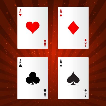 Set of vector ace playing cards. Vector illustration.
