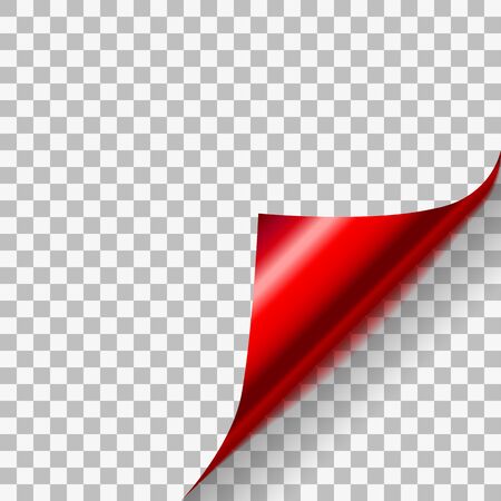 Red gloss paper corner on transparent background.のイラスト素材