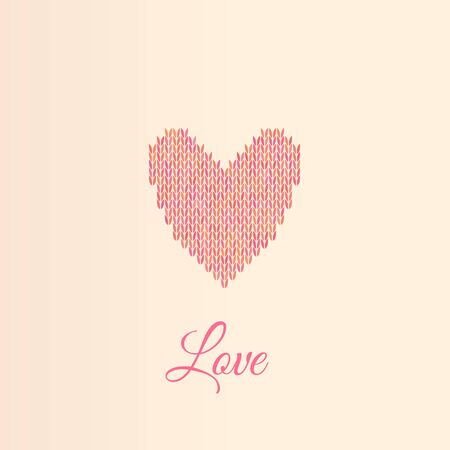Love lettering Knitted heart Valentines day card Vector illustration.のイラスト素材