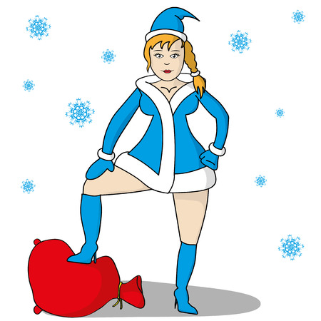 Maiden with a sack of giftsのイラスト素材