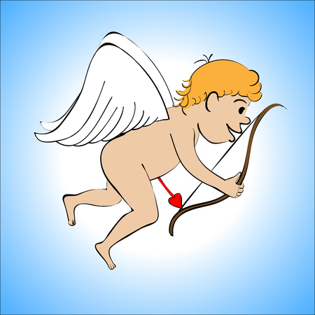 Cupid color on a blue backgroundの写真素材
