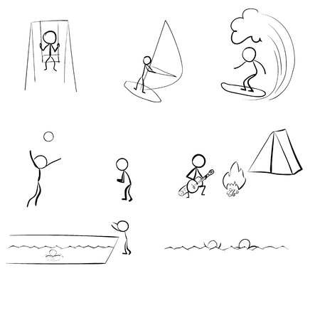 Stick People on vacationのイラスト素材