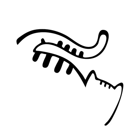 Meow poster. Hand drawn cat in black and whiteのイラスト素材