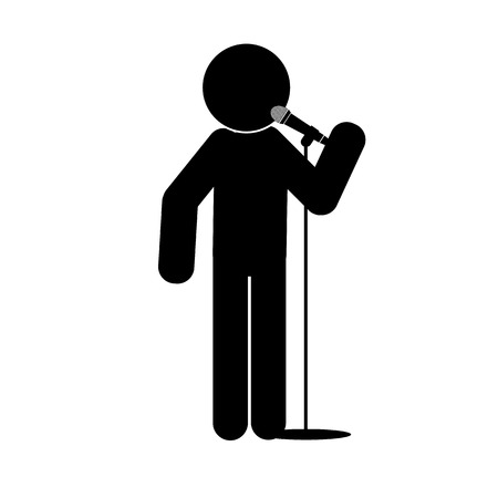 Stick man say into microphoneのイラスト素材
