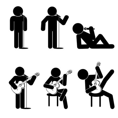 Stick man sing icons setのイラスト素材