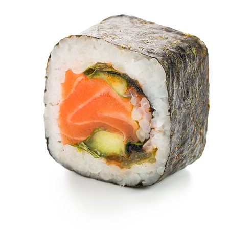 spicy syake japanese hosomaki roll stuffed with salmonの写真素材