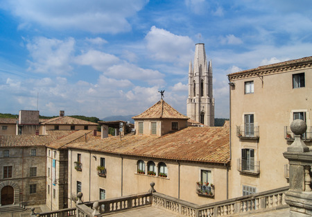 architectural stone railing with balusters in the broad staircaseの写真素材
