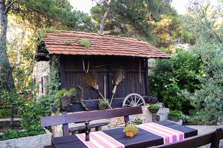 Fragment of a small cafe in the open airのeditorial素材