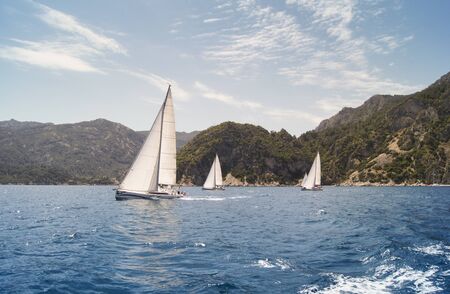 Regatta taking place in the Black Sea off the coast of Turkeyの写真素材