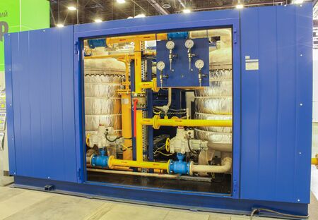 The container with the control and instrumentation. St. Petersburg, Russia - 6 October, 2015.Expo...