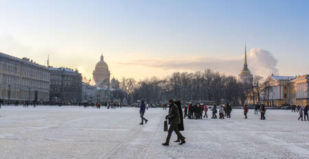 Historical places of St. Petersburg in the winter cold day.のeditorial素材