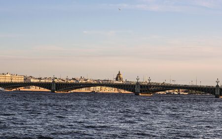 The historical view of St. Petersburg from the Neva River. Historical and sightseeing and tourist sites in St. Petersburg.の写真素材