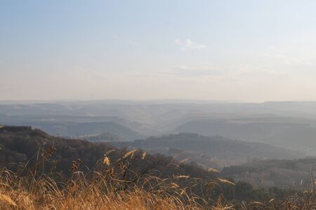 The rolling hills of mineral waters. Skyline panorama of the surrounding area and mineral water.の写真素材