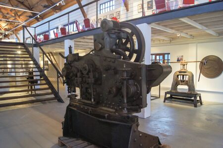 Model of ancient submarine. Tools and machines in the museum in the city of Tivat.