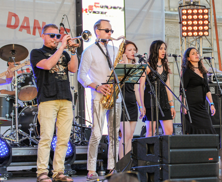 Musicians from the group bek vocals on site. Annual international festival of jazz and blues in St. Petersburg. Musicians from the group bek vocals on site. Annual international festival of jazz and blues in St. Petersburg.