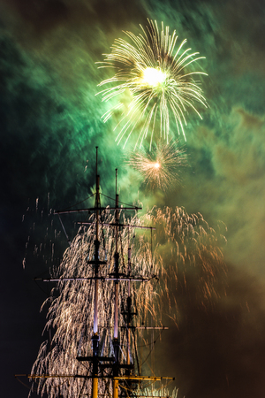 Fireworks to the day of the Navy in St. Petersburg.の写真素材