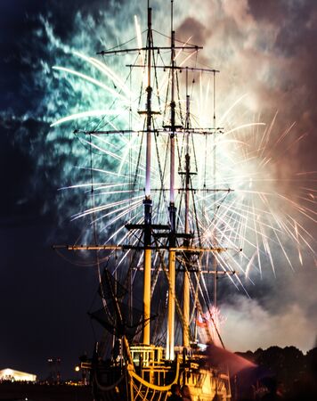 Fireworks to the day of the Navy in St. Petersburg.の写真素材