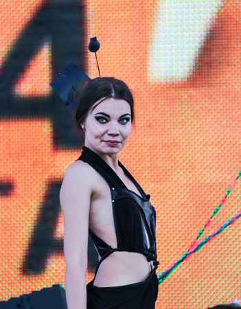 The model in designer dress closeup.のeditorial素材