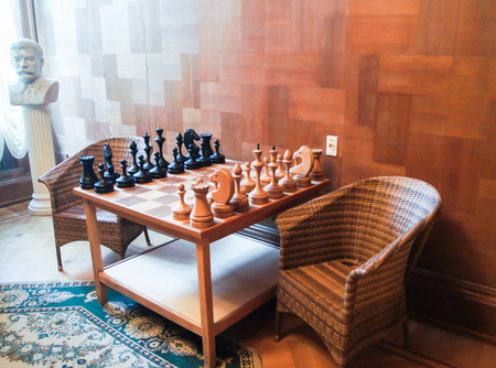 Chess on the table. Memorial History Museum in Sochi Stalin's Dacha.の写真素材