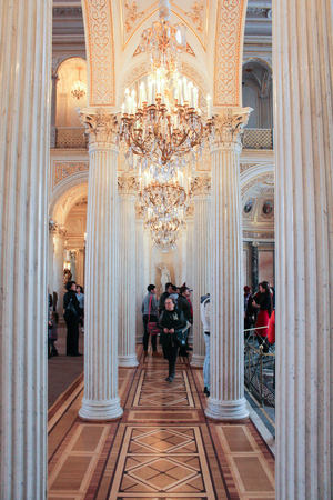Columns of pavilion hall. A visit to the Hermitage as part of a cultural forum in St. Petersburg.のeditorial素材