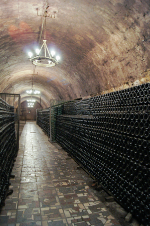 Abrau Durso wine tunnel. Former Russian winery Abrau Durso.のeditorial素材