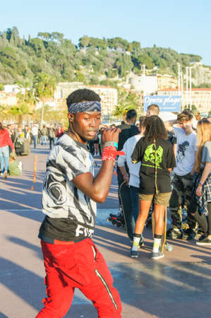 Entertainment of young people on the site. People and tourists having a rest on the Cote d'Azur.