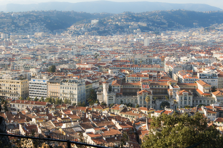 Panorama of the European city. Panoramic view of houses and streets of Nice.の写真素材
