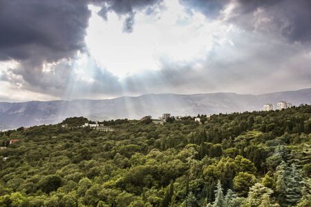 Sun rays from the clouds.の写真素材