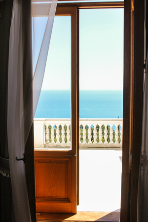 View from the balcony to the sea. The decoration and interior of the Levadsky Palace.のeditorial素材