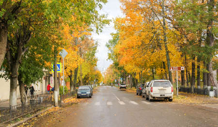 Bright autumn colors in the provincial cities of Russia.のeditorial素材