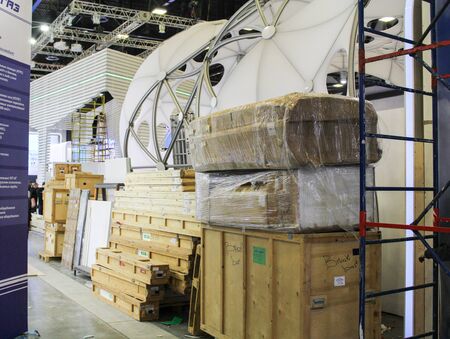 Construction and preparation work for the St. Petersburg Gas Forum.のeditorial素材