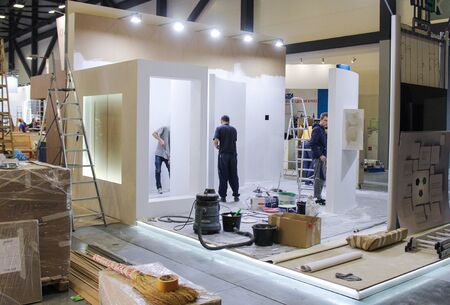 Construction and preparation work for the St. Petersburg Gas Forum.のeditorial素材