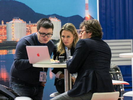 Participants and visitors of the annual St. Petersburg Gas Forum.のeditorial素材