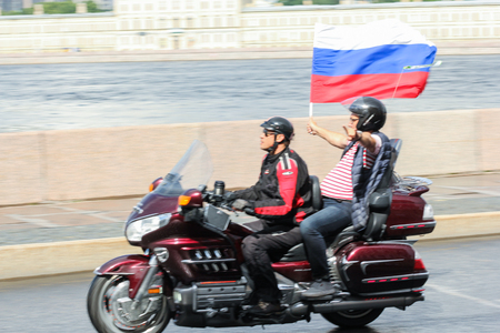The annual Harley-Davidson Festival is held in the center of St. Petersburg.のeditorial素材