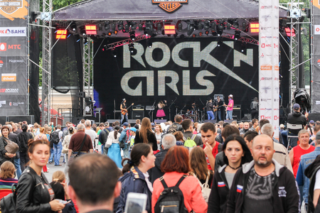 The annual Harley-Davidson Festival is held in the center of St. Petersburg.のeditorial素材