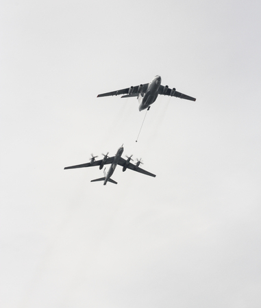 The festive parade of the air force on the Neva in St. Petersburg.の写真素材