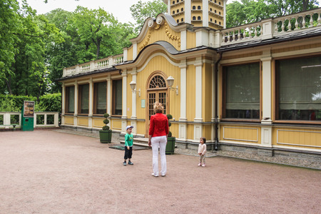 Walking through the Summer Garden of St. Petersburg in cloudy, rainy weather.のeditorial素材