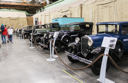 Automobiles and vehicles of the war years presented at the Lenrezerv exhibition.のeditorial素材