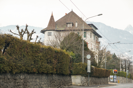 View from the car on the roads and the city.のeditorial素材