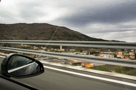 View from the car on the roads and the city.の写真素材