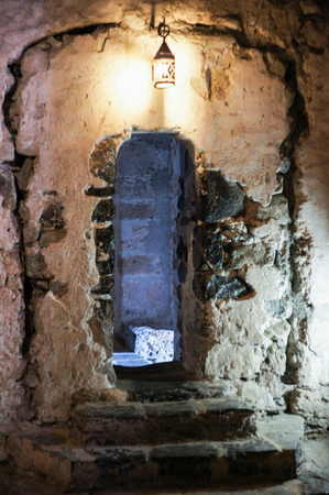 Interiors of the halls and dungeons of the castle of Chillon.のeditorial素材