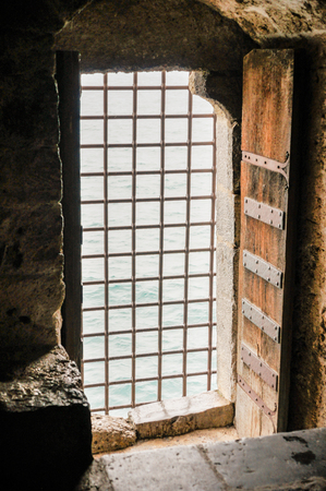 Interiors of the halls and dungeons of the castle of Chillon.のeditorial素材