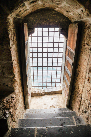 Interiors of the halls and dungeons of the castle of Chillon.のeditorial素材