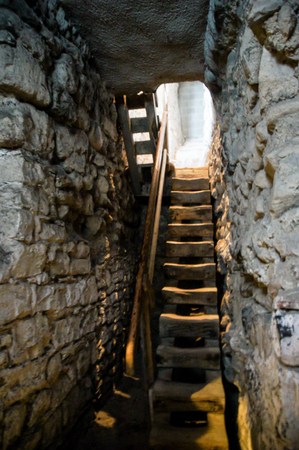 Interiors of the halls and dungeons of the castle of Chillon.のeditorial素材