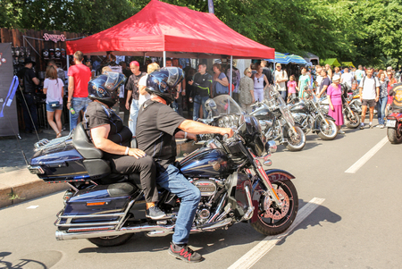 The annual Harley Davidson Motofestival on the street of the architect Rossi and Ostrovsky Square in St. Petersburg.のeditorial素材